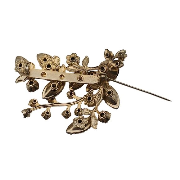 VTG Brooch 2PC Gold Tone Floral Root Beer Antique Style Art Deco WhimsyGoth Pin - Picture 6 of 16